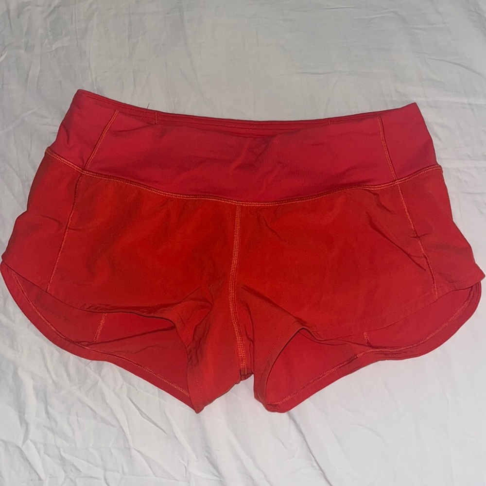 RARE COLOR Red Lululemon Shorts Speed Up Shorts 2.5”